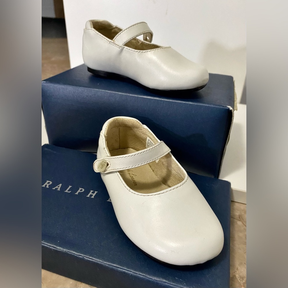 RALPH LAUREN Toddler Ivory Ballerina Flats Size 4